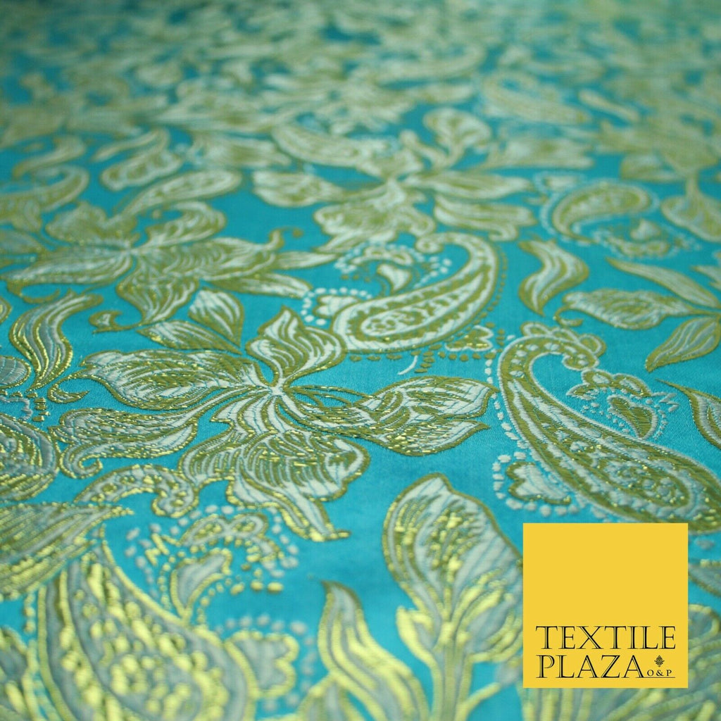 Floral Paisley Oriental Chinese Brocade Metallic Satin Jacquard Fabric 59" wide