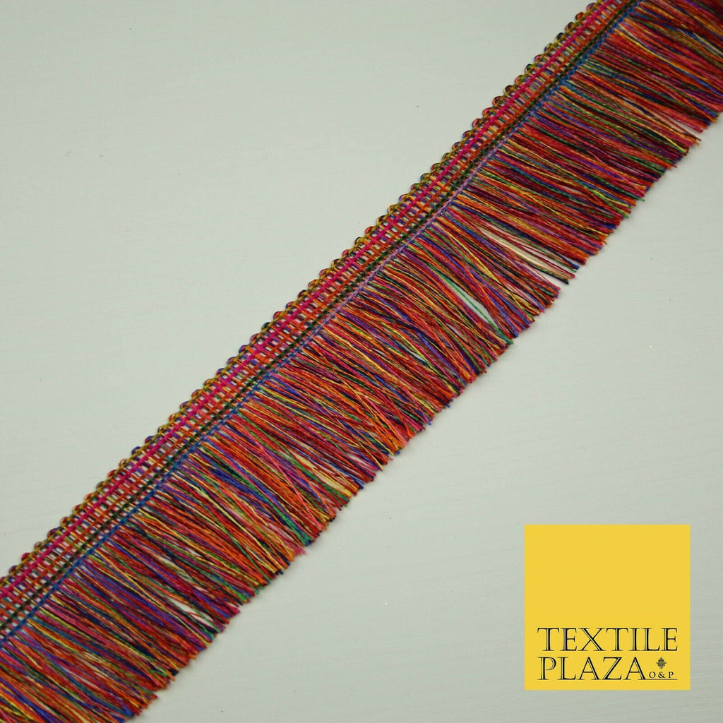 Colourful Multicolour Soft Thread Rainbow Fringe Tassel Trim Border Lace X398