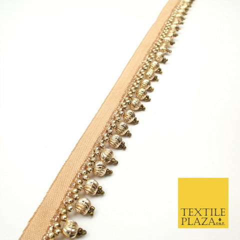 White Silver Pearl Beaded Trimming Border Ribbon Ethnic Gota Edging X304