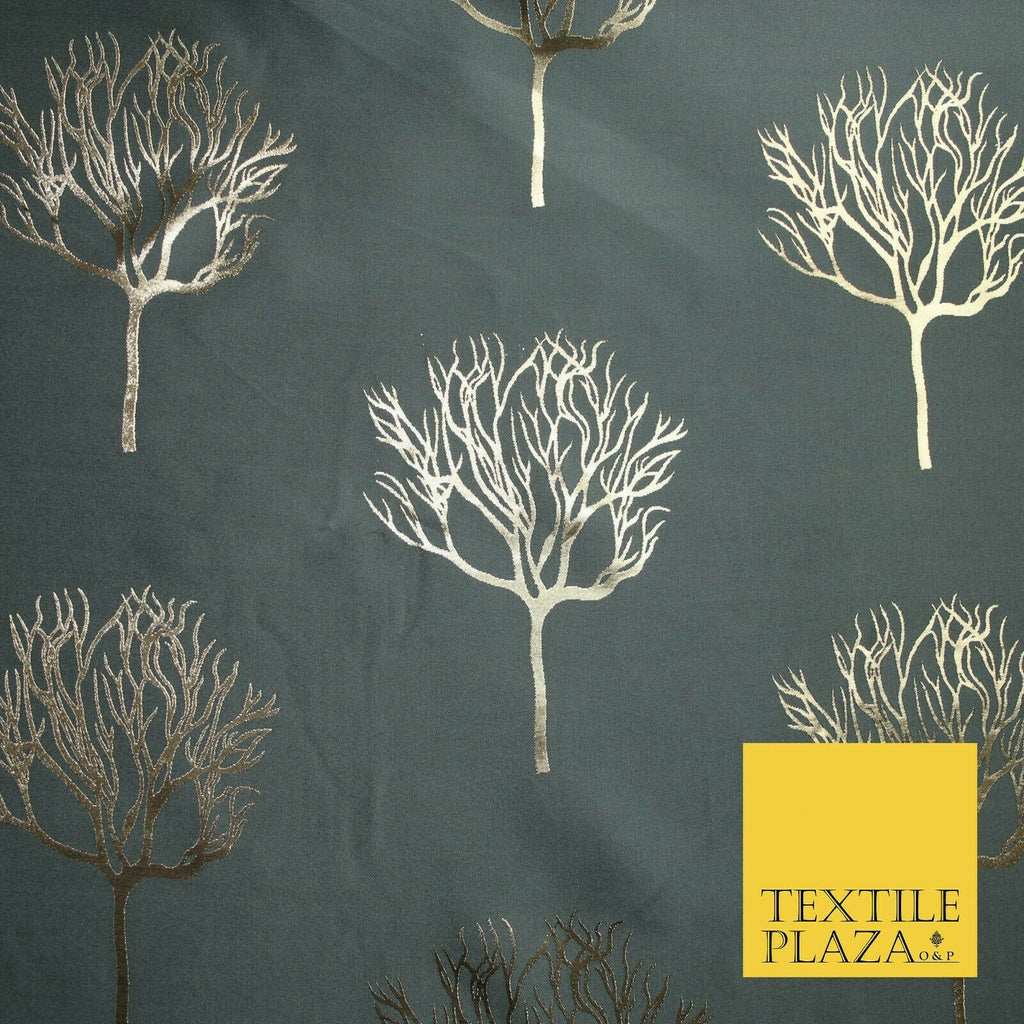 Luxury Autumnal Leafless Tree Metallic Gold Jacquard Brocade Fabric 6 COLOURS