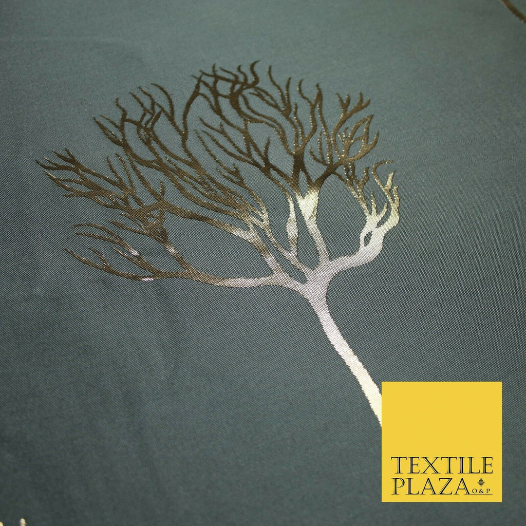 Luxury Autumnal Leafless Tree Metallic Gold Jacquard Brocade Fabric 6 COLOURS