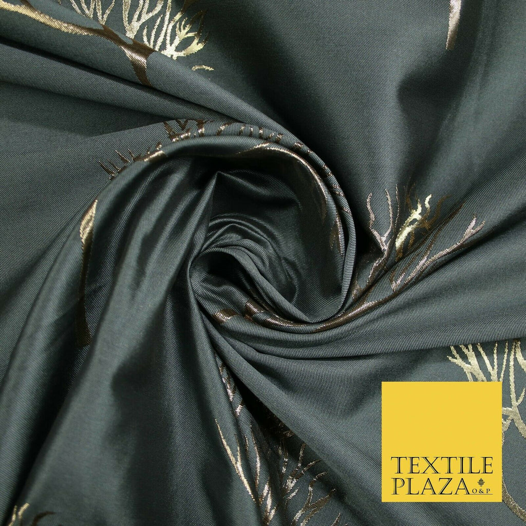 Luxury Autumnal Leafless Tree Metallic Gold Jacquard Brocade Fabric 6 COLOURS