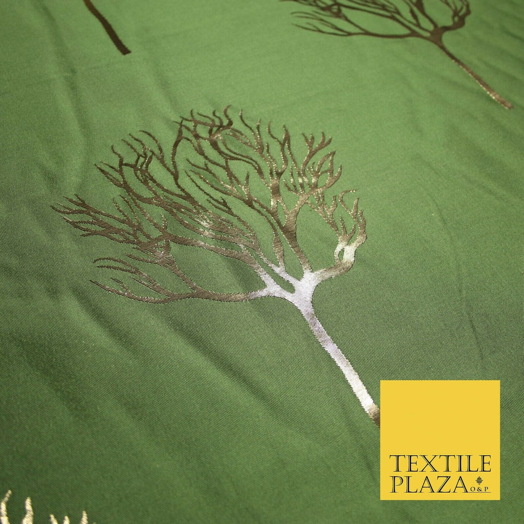 Luxury Autumnal Leafless Tree Metallic Gold Jacquard Brocade Fabric 6 COLOURS