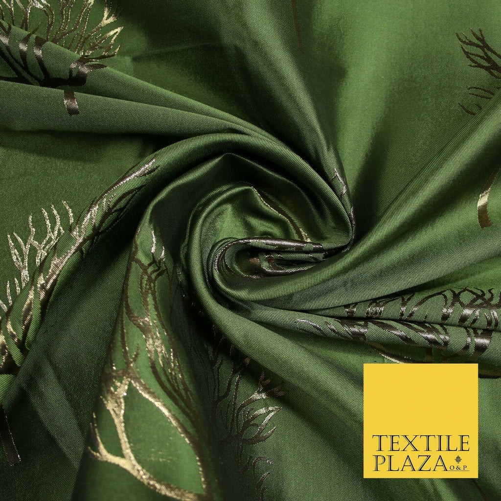 Luxury Autumnal Leafless Tree Metallic Gold Jacquard Brocade Fabric 6 COLOURS