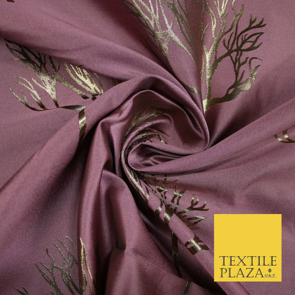 Luxury Autumnal Leafless Tree Metallic Gold Jacquard Brocade Fabric 6 COLOURS
