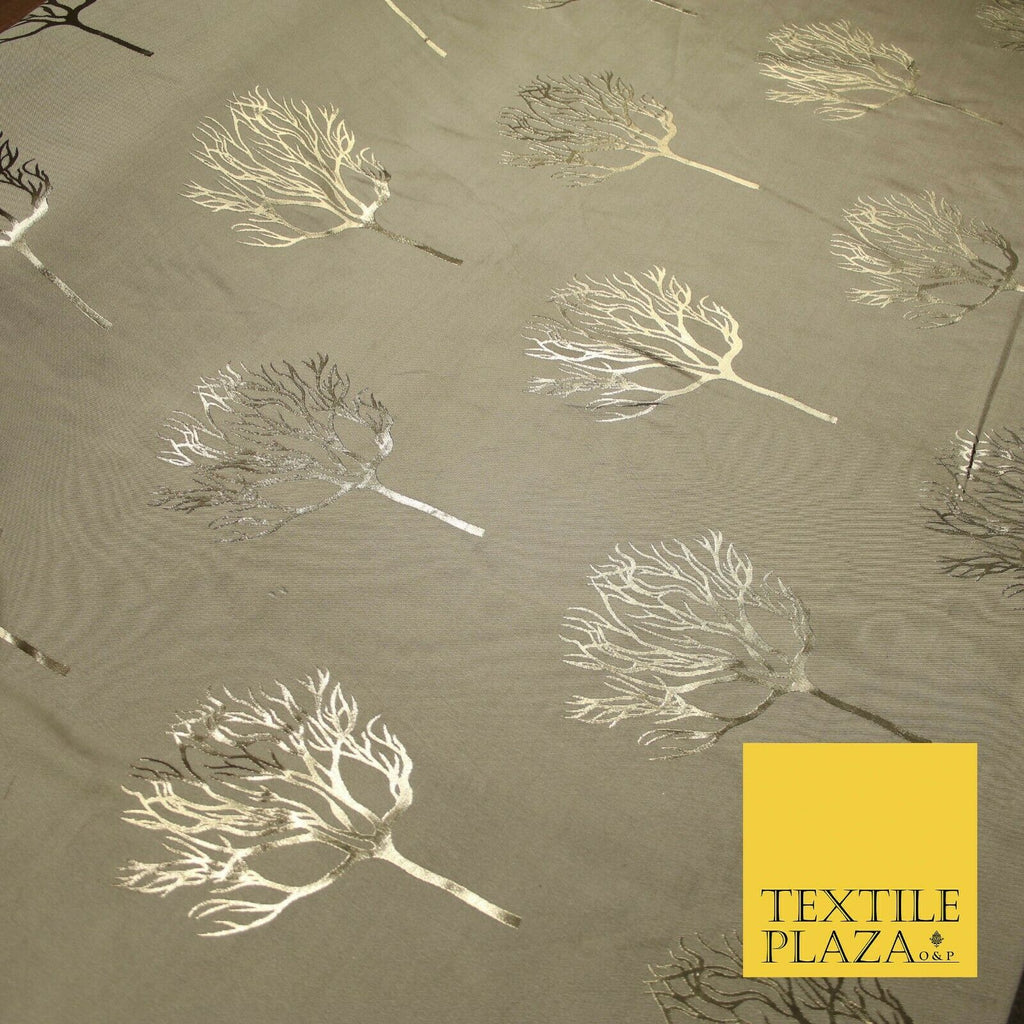 Luxury Autumnal Leafless Tree Metallic Gold Jacquard Brocade Fabric 6 COLOURS