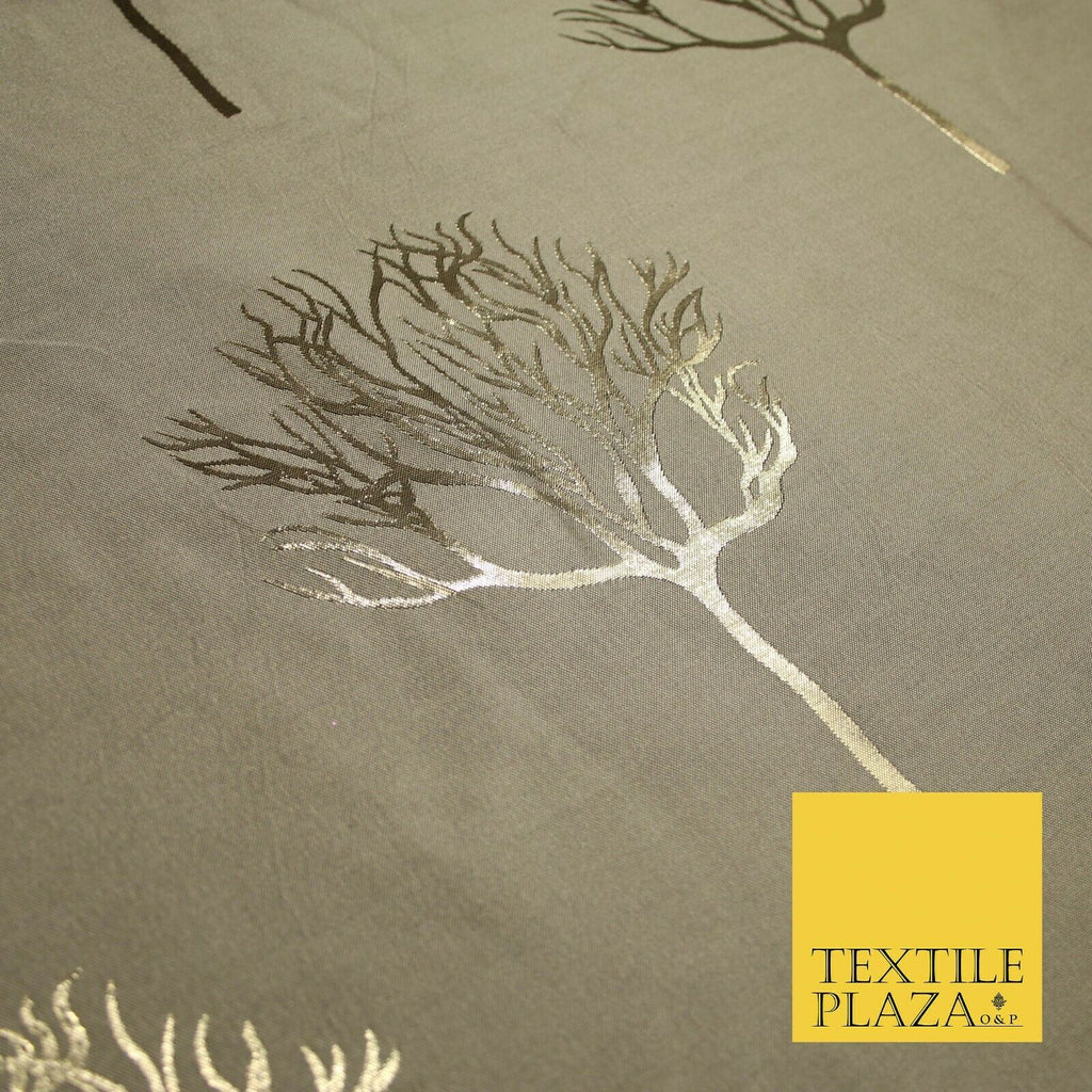 Luxury Autumnal Leafless Tree Metallic Gold Jacquard Brocade Fabric 6 COLOURS