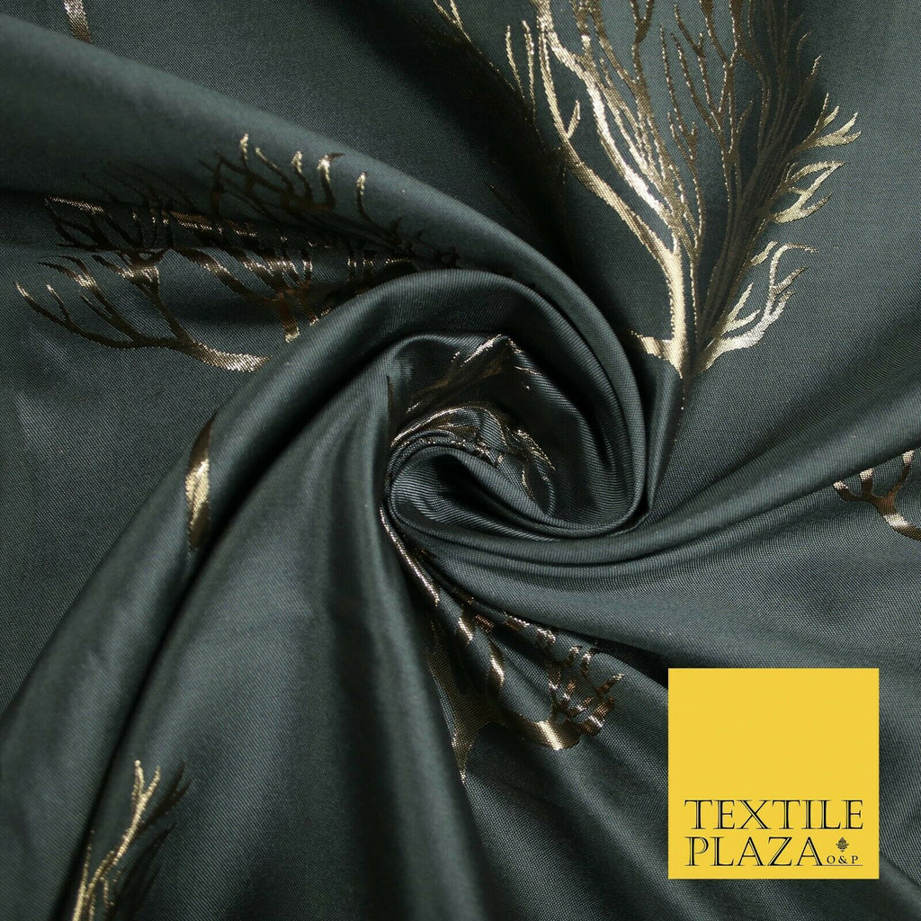 Luxury Autumnal Leafless Tree Metallic Gold Jacquard Brocade Fabric 6 COLOURS