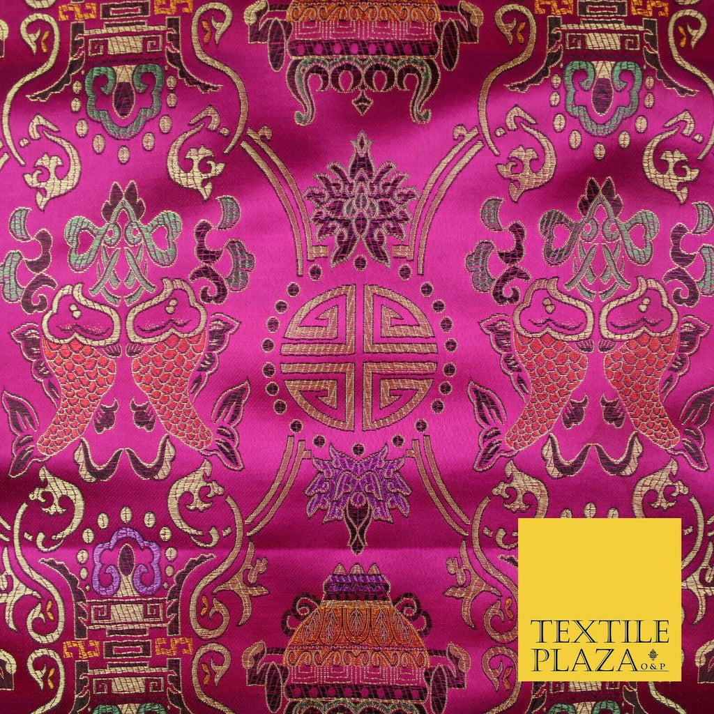 Traditional Oriental Shou Ornate Silky Satin Chinese Brocade Dress Fabric 36"