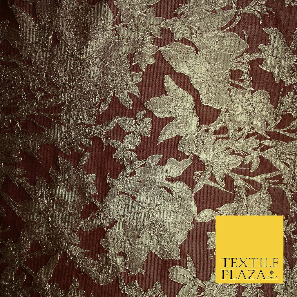 Green Brown Peach Luxury Textured Gold Floral Rose Brocade Dress Fabric Metallic