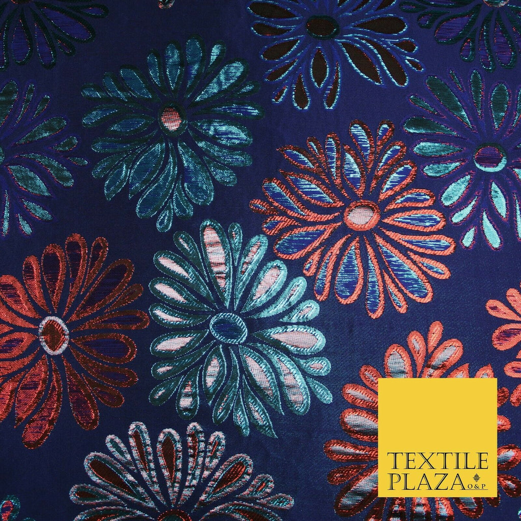 Floral Firework Splash Metallic Textured Brocade Jacquard Dress Fabric 58"