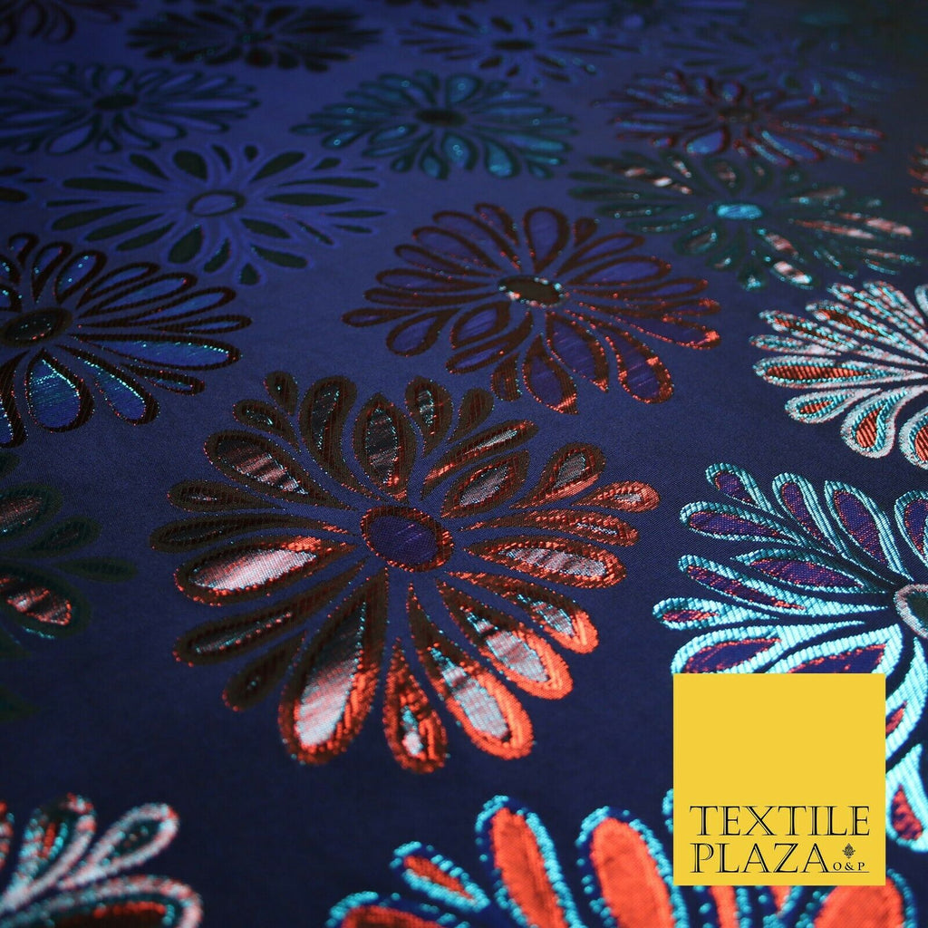 Floral Firework Splash Metallic Textured Brocade Jacquard Dress Fabric 58"