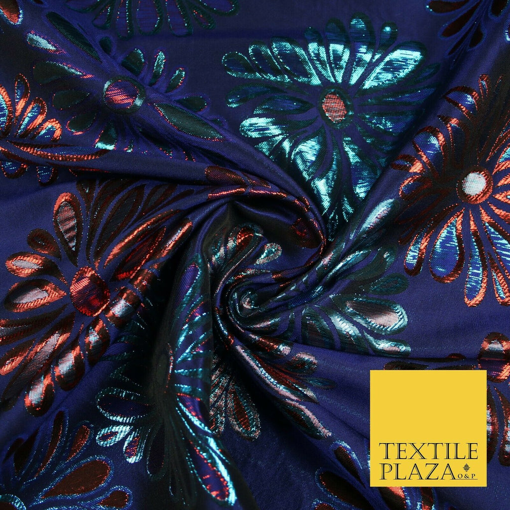 Floral Firework Splash Metallic Textured Brocade Jacquard Dress Fabric 58"
