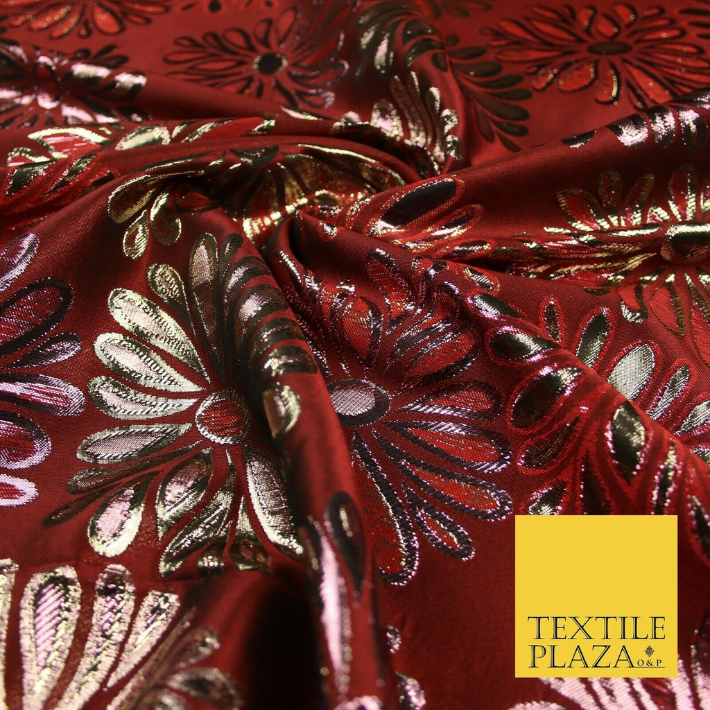 Floral Firework Splash Metallic Textured Brocade Jacquard Dress Fabric 58"