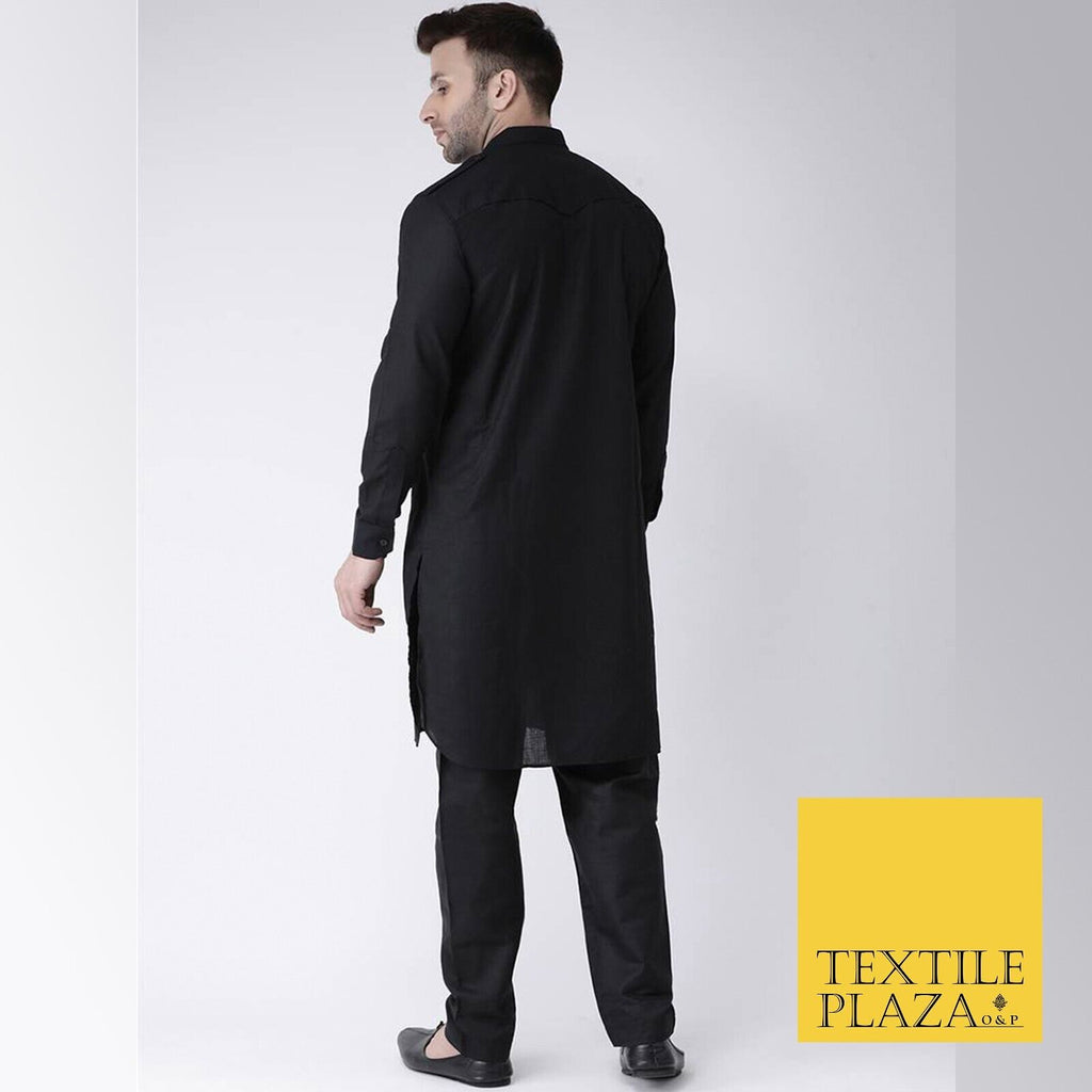 Mens Long Kurta Pajama Cotton Indian Punjabi Asian Clothing Shirt 4 COLOURS