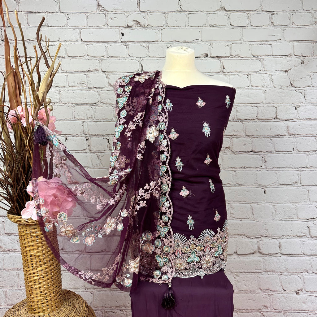 Unstitched Tulle Net Suit (D47)