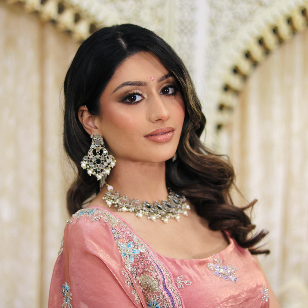 3 Piece Oval Light Gold Mirror Set With Pearl Drops