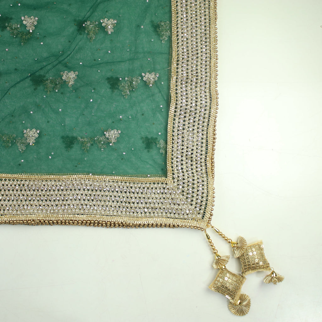 THE RHEA DUPATTA - FOREST GREEN
