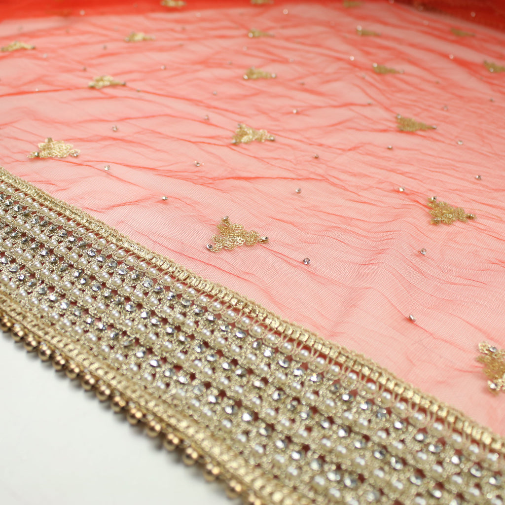 THE RHEA DUPATTA - FIERY RED