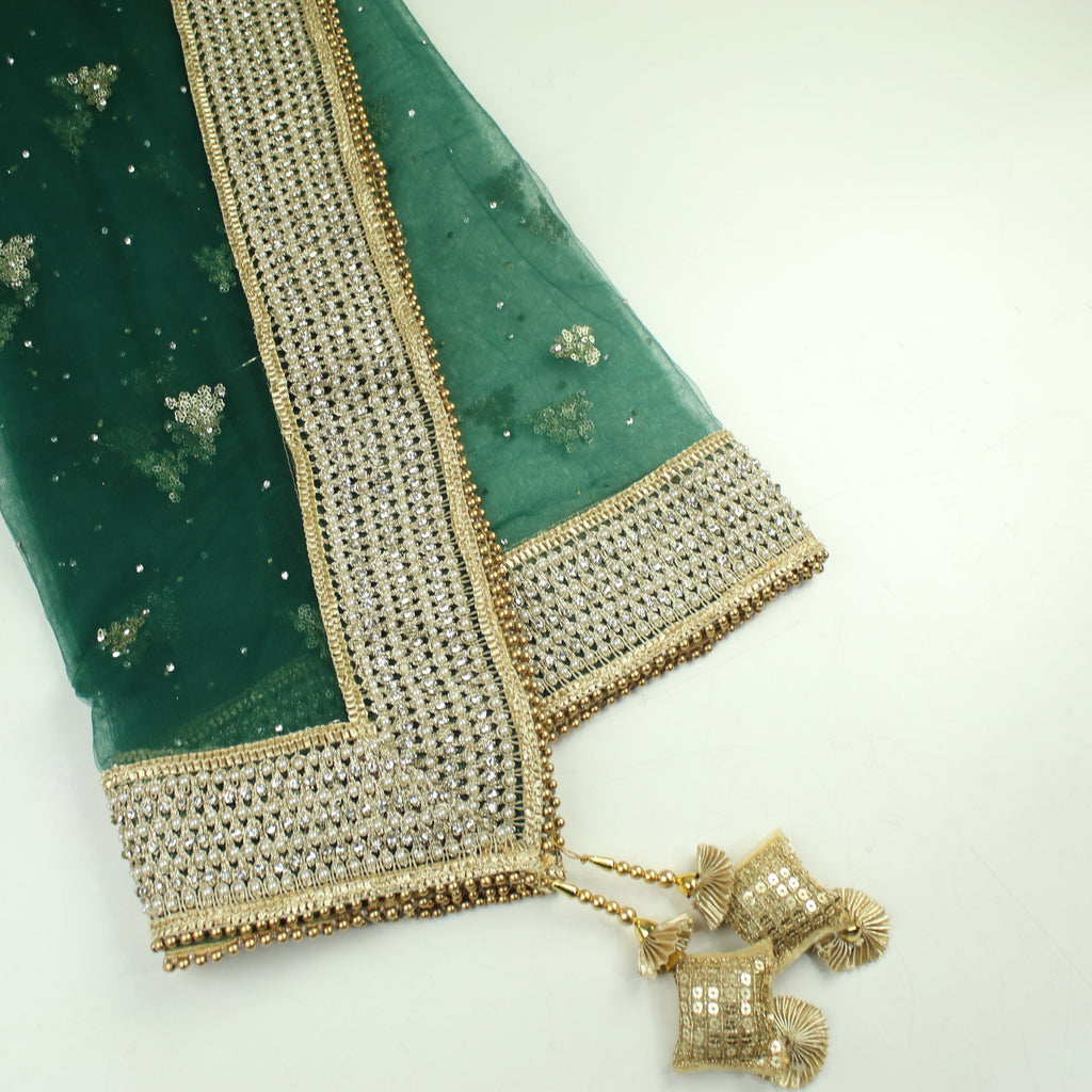 THE RHEA DUPATTA - FOREST GREEN