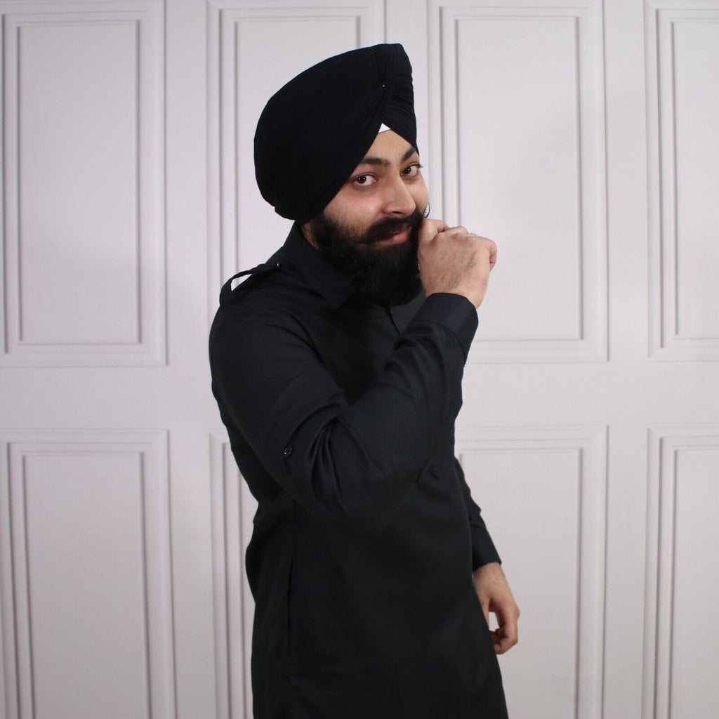 4 COLOURS - Mens Tab Kurta Pajama Cotton Indian Punjabi Asian Shirt Jago Sangeet