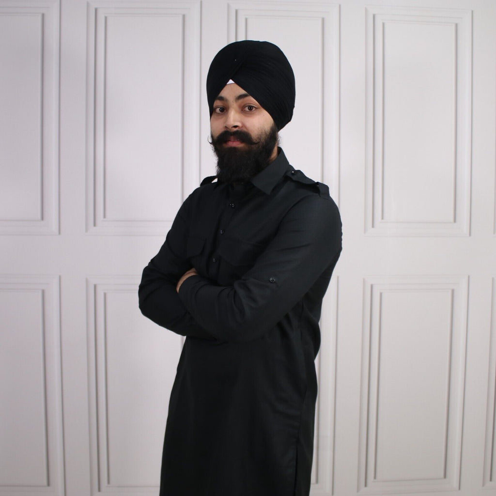 4 COLOURS - Mens Tab Kurta Pajama Cotton Indian Punjabi Asian Shirt Jago Sangeet