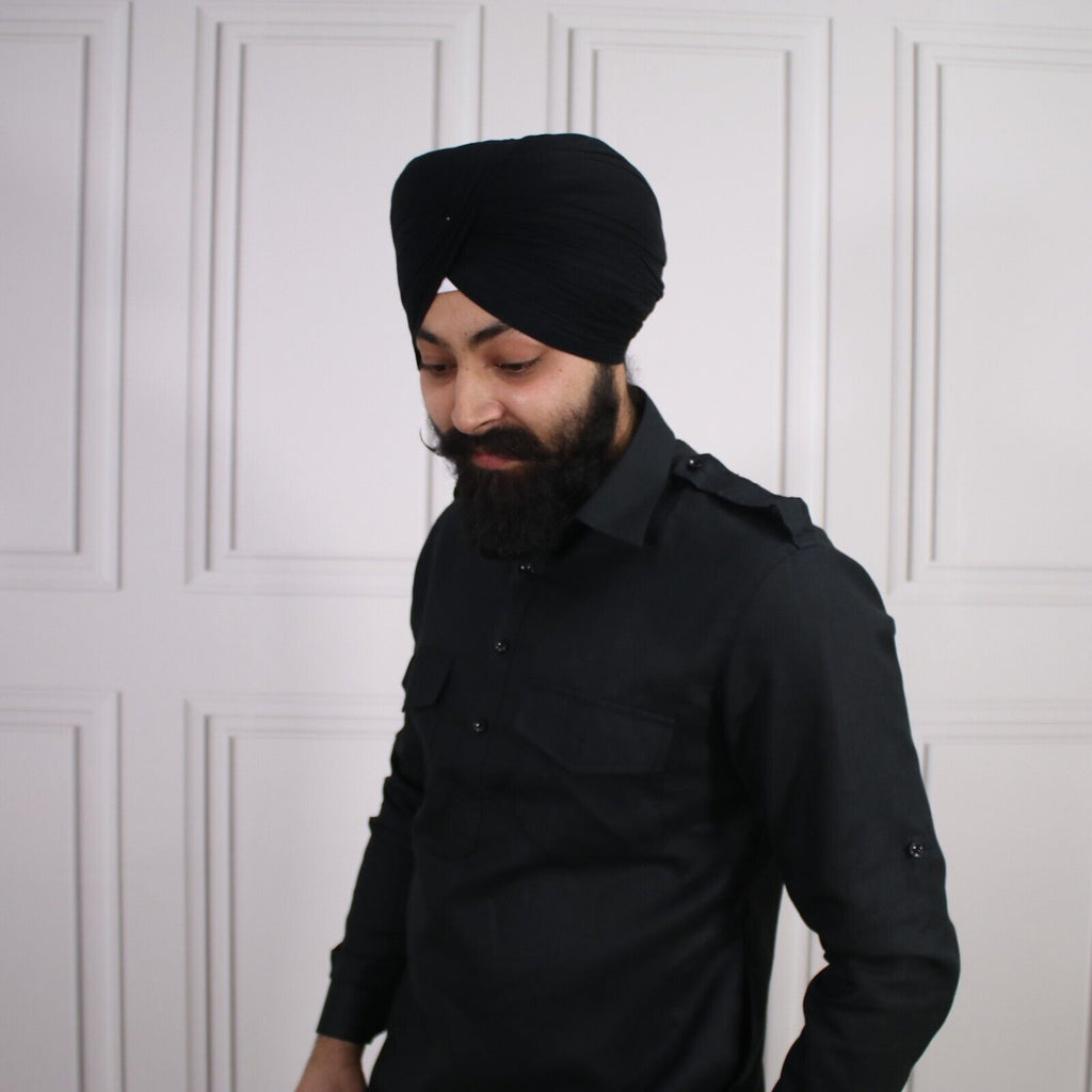 4 COLOURS - Mens Tab Kurta Pajama Cotton Indian Punjabi Asian Shirt Jago Sangeet