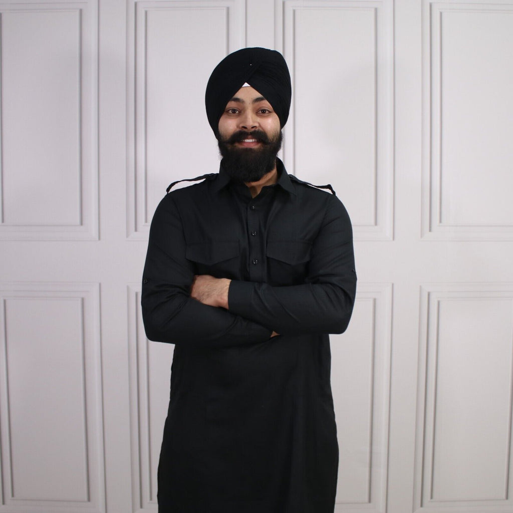 4 COLOURS - Mens Tab Kurta Pajama Cotton Indian Punjabi Asian Shirt Jago Sangeet