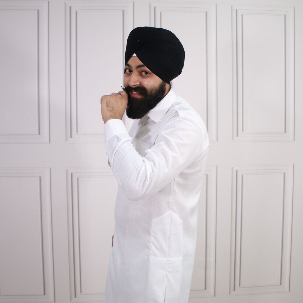 4 COLOURS - Mens Tab Kurta Pajama Cotton Indian Punjabi Asian Shirt Jago Sangeet