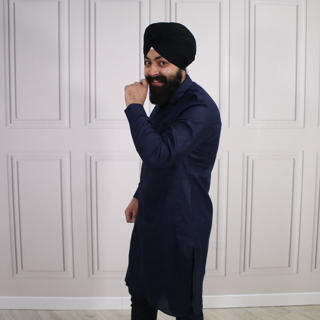 4 COLOURS - Mens Tab Kurta Pajama Cotton Indian Punjabi Asian Shirt Jago Sangeet