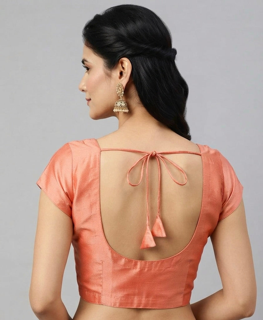 CORAL | FAUX RAW SILK | BLOUSE