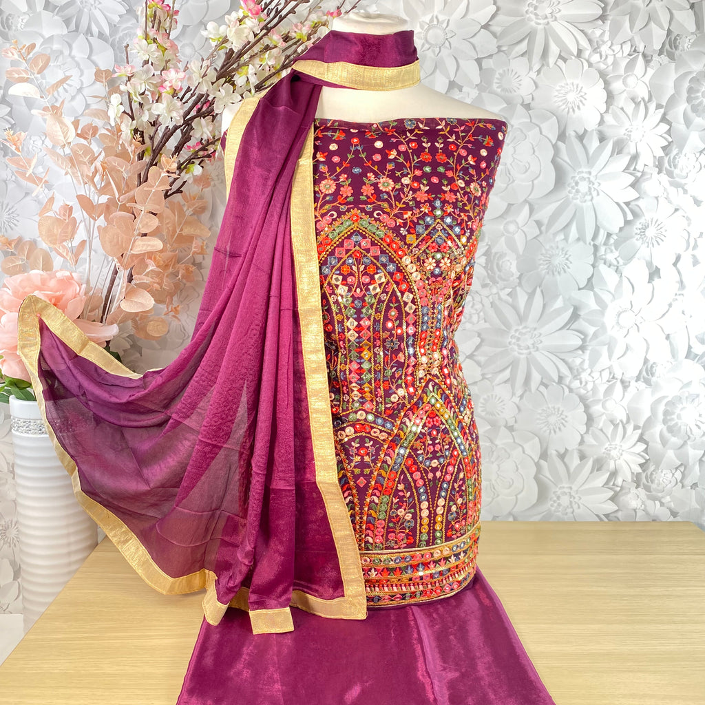 Unstitched Soft Polyester Crepe Suit