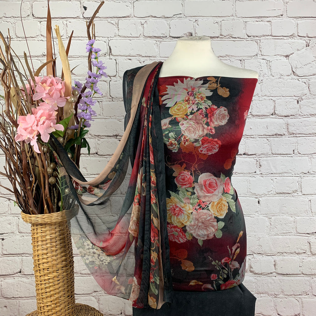 Digital Catonic Floral Print Suit