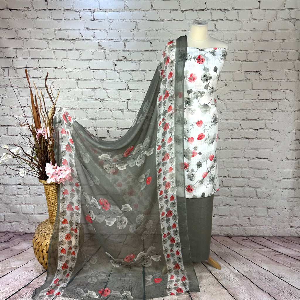Self Print Floral Garam Suit(V2)