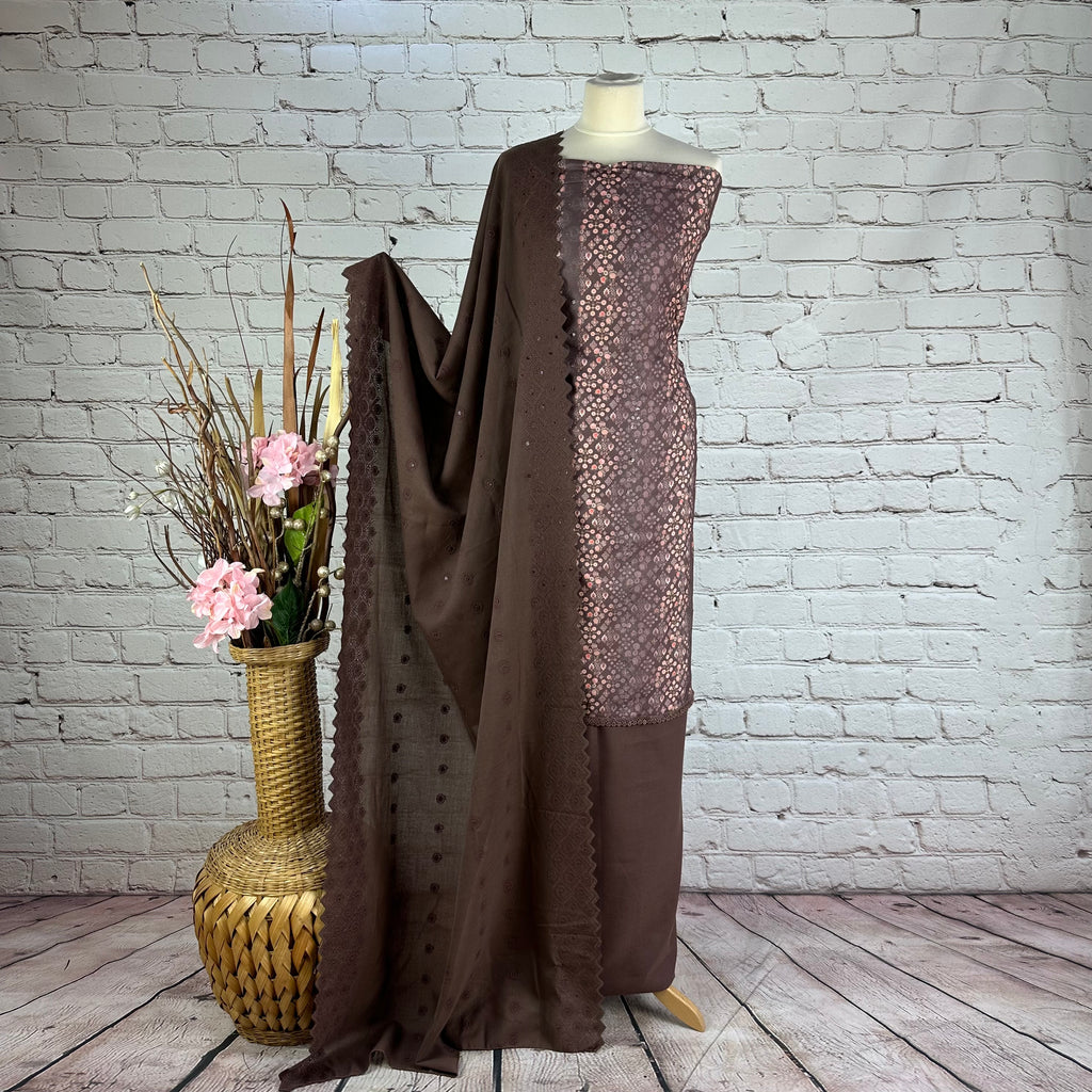Self Print Floral Garam Suit (V9)