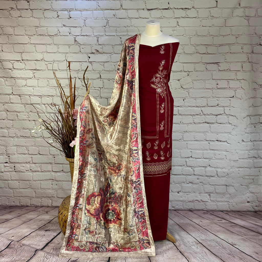 Designer Embroidered Garam Suit (V16)
