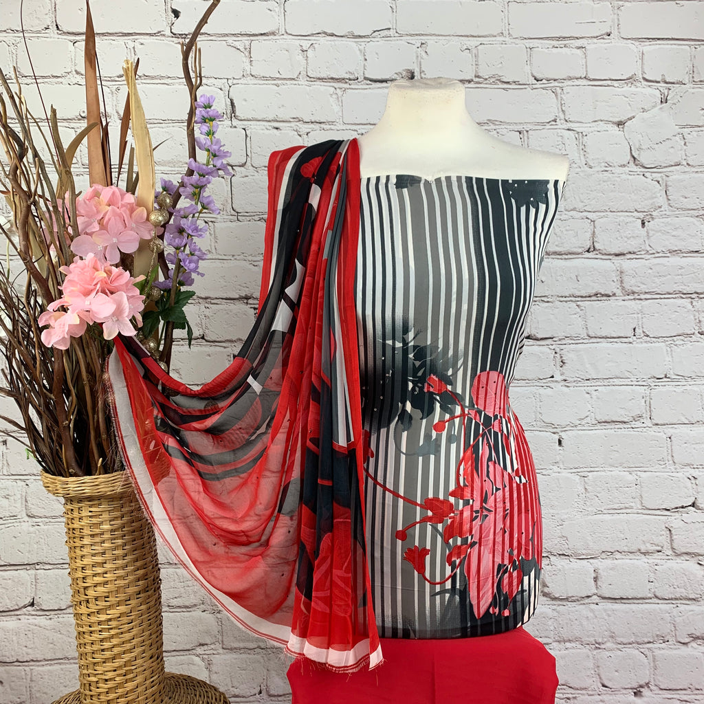 Designer Floral Crepe Print Suit (D65)