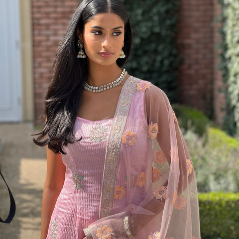 Unstitched Soft Faux Organza Suit