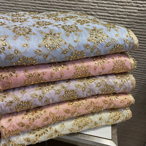 Unstitched Soft Faux Organza Suit