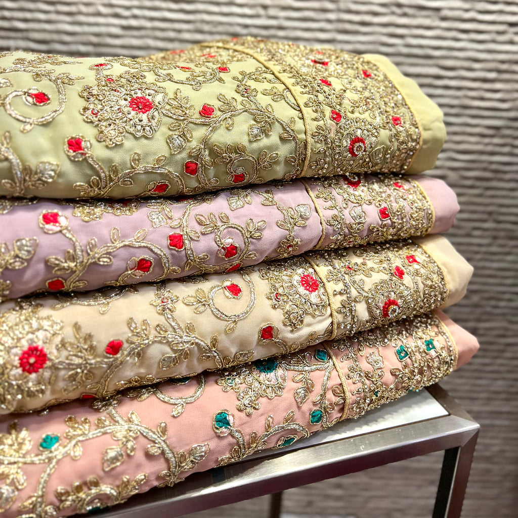 Unstitched Soft Georgette Embroidered Suit