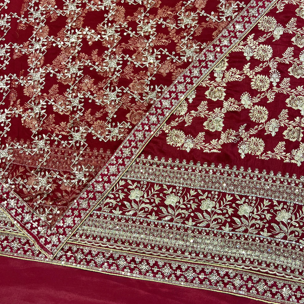 Unstitched Soft Faux Floral Benarsi Silk Suit (D51)