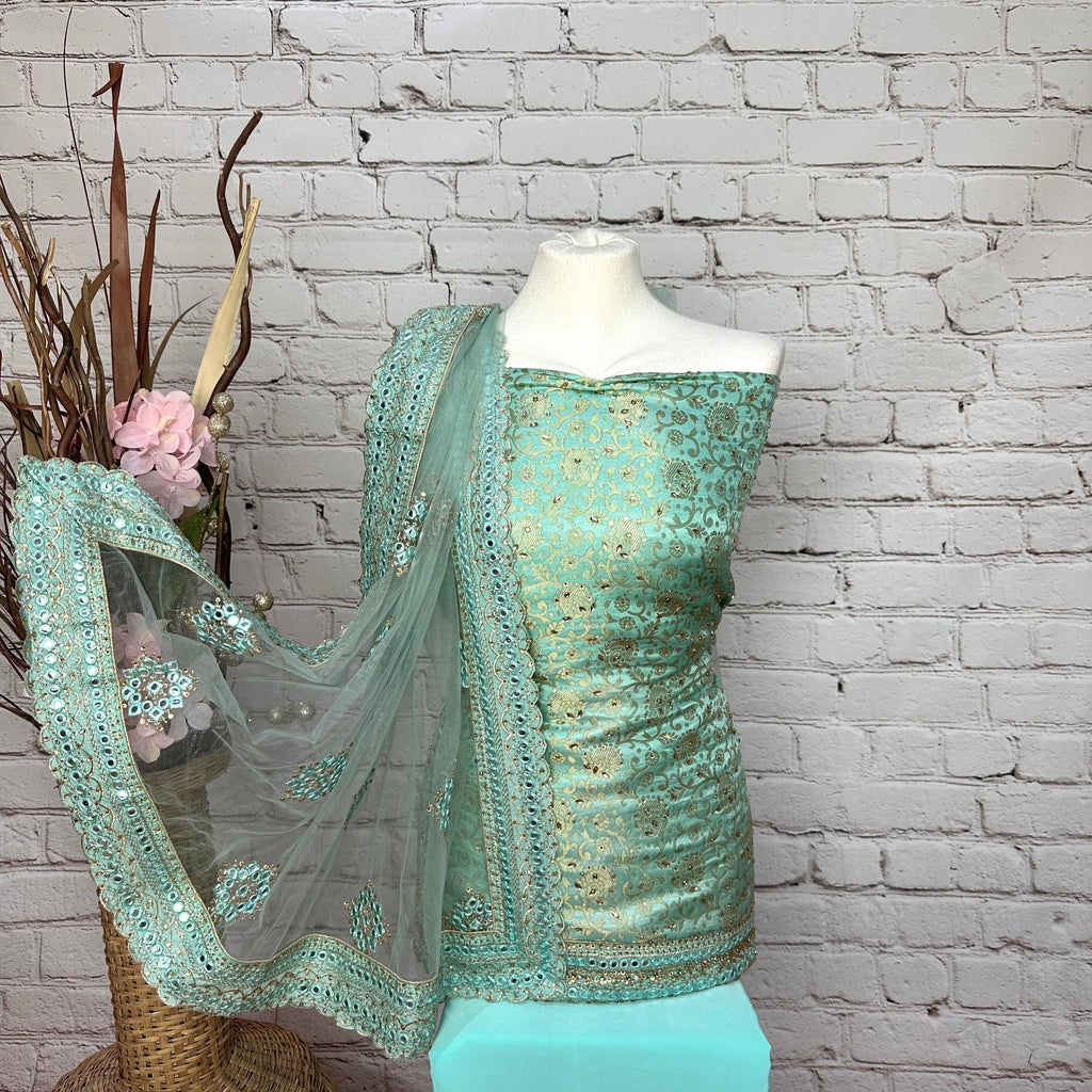 Unstitched Soft Faux Benarsi Silk Suit (D32)