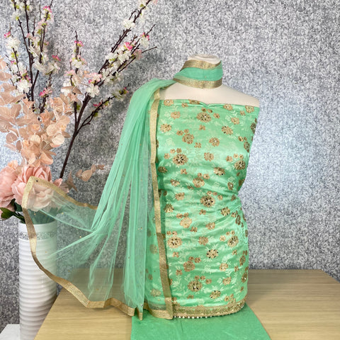 Unstitched Soft Faux Organza Suit