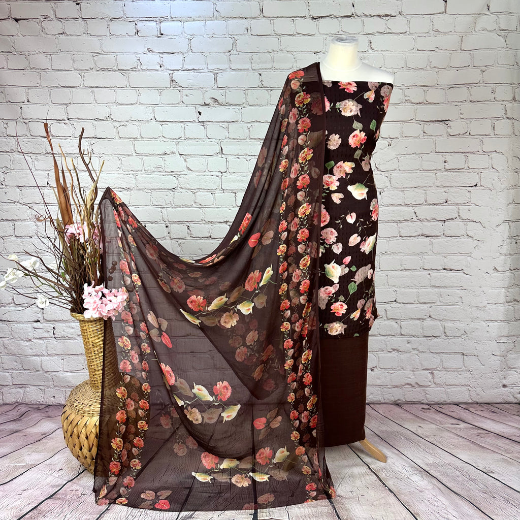 Self Print Floral Garam Suit(V2)
