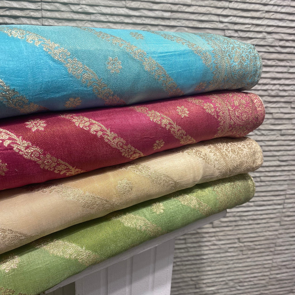 Unstitched Ornate Floral Benarsi Kameez (D10)