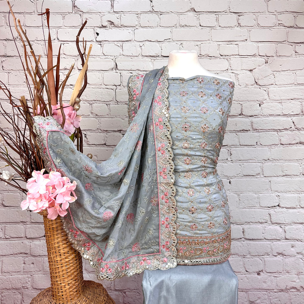 Unstitched Soft Faux Silk Suit (D29)