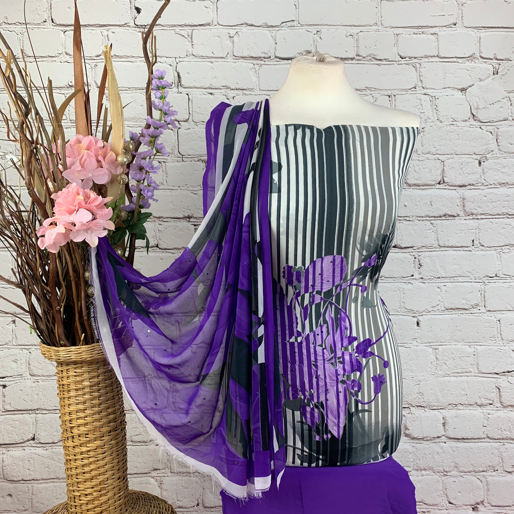 Designer Floral Crepe Print Suit (D65)