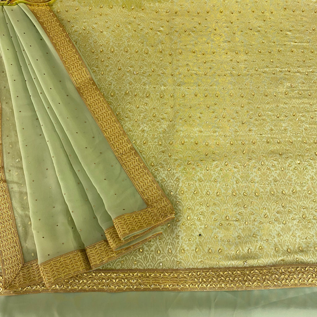 Unstitched Soft Faux Benarsi Silk Suit