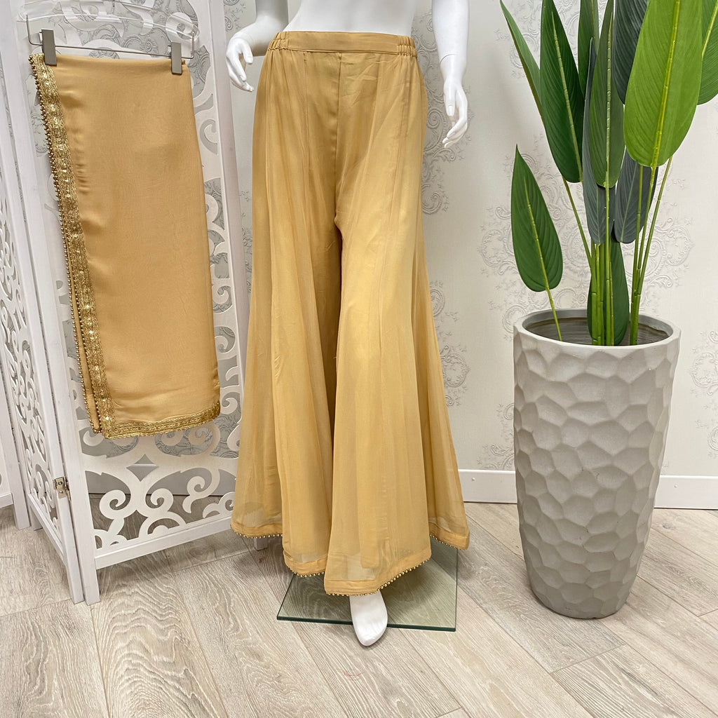 VALENTINA | GOLD PLAIN SHARARA & DUPATTA SET