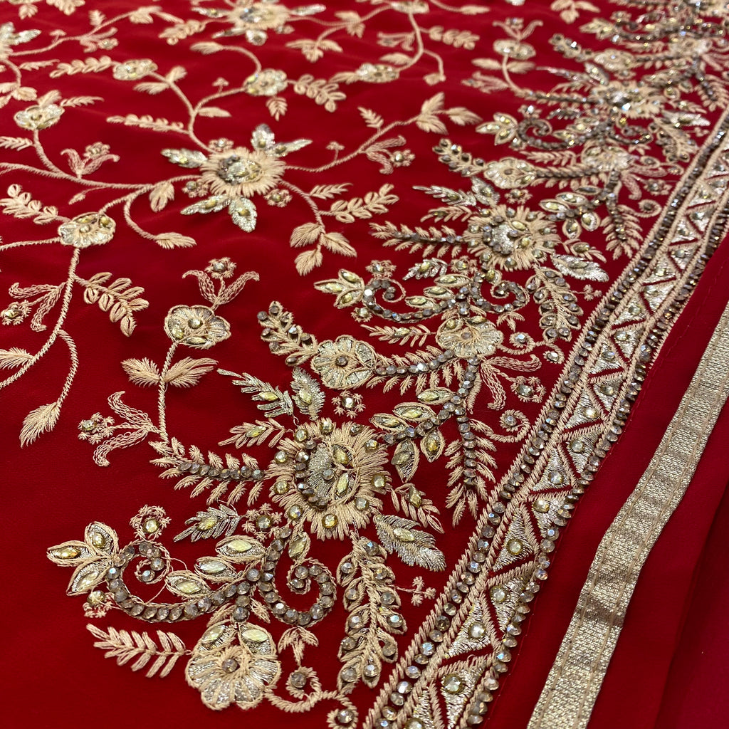 Floral Jaal Threadwork Embroidered Georgette Suit (D72)